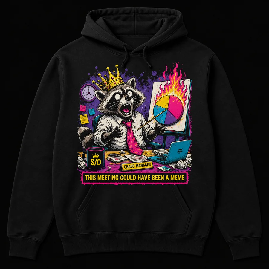 Slop artwork on a black hoodie
